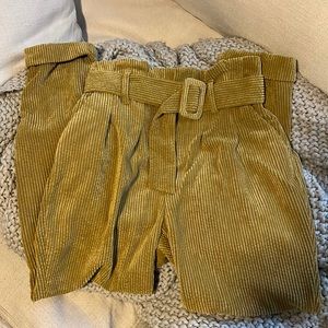 Mustard Corduroy Pants with Thick Belt